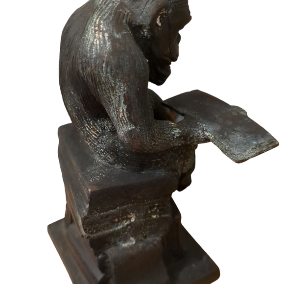 Selling One Vintage Heavy Brass Monkey Reading Book - Picture 5 of 6